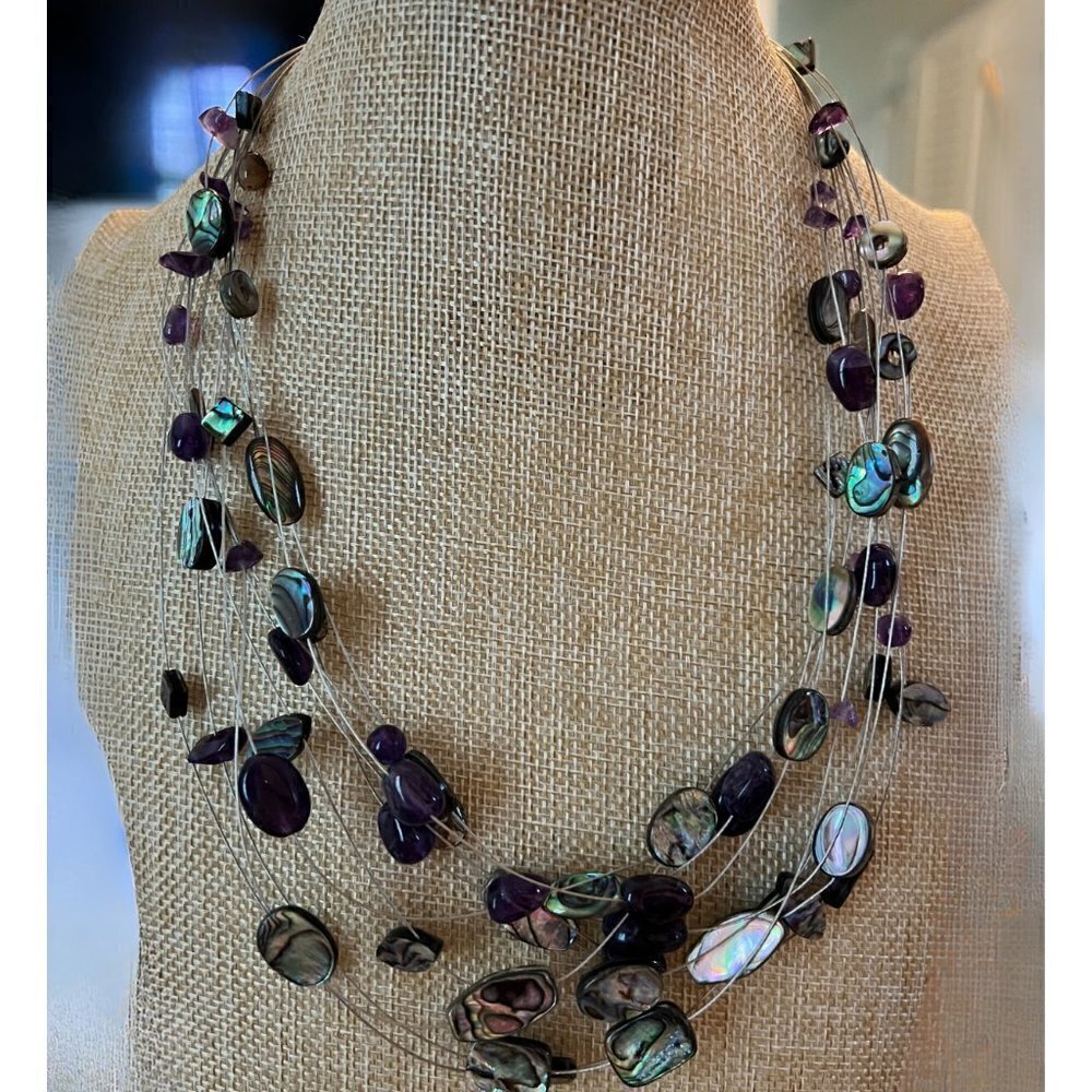 Coldwater Creek Stone and Shell Illusion Necklace